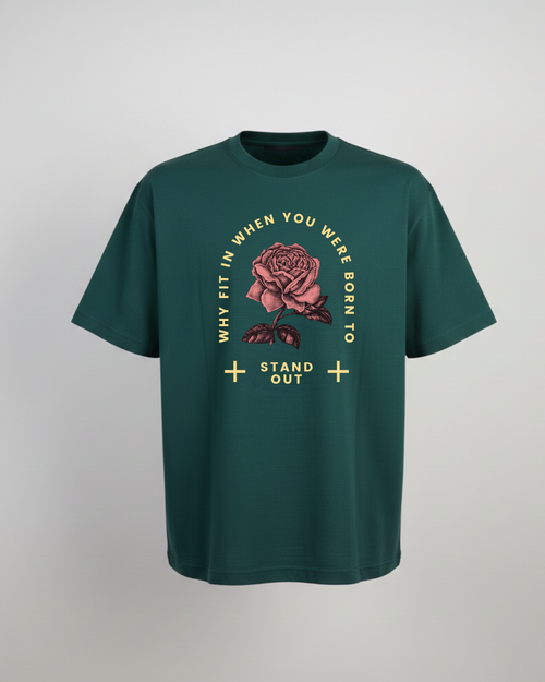 Camiseta  Verde con estampado de Rosa